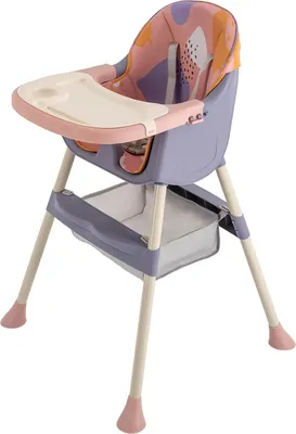 Obrázek produktu pro Dětská jídelní židlička - Židle pro kojence / Přidávací sedátko - Severský design - Nastavitelná opěrka nohou - Nosnost 70 kg - Výška 92 cm - Vhodná pro věk 6-36 měsíců - Růžová barva