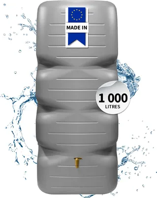 Image de Réservoir CUBUS 1000 L Gris Béton Avec robinet PE imitation laiton