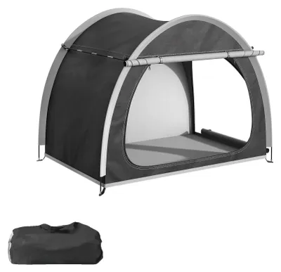 Image de Tente de rangement pour vélos, tissu Oxford imperméable, montage rapide sans outils, noir, 200 × 165 × 150 cm