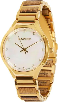 Produktbild von LAiMER Uhr Damen 0199 Pam Eichenholz, Edelstahl vergoldet, Perlmutt