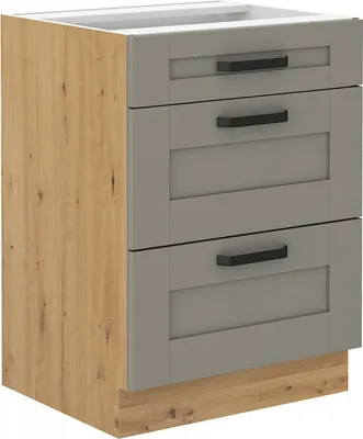 Produktbild von Schubladenschrank LAILI – Breite 60 cm, hellgrau / Eiche Artisan