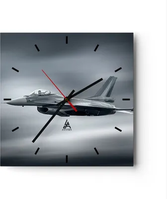 Produktbild von Wanduhr - Quadrat - Glasuhr - Flugzeug Himmel Flug - 40x40cm - Schleichendes Uhrwerk - Lautlos - zum Aufhängen bereit - Dekoration Modern - Wanddekoration aus Glas - C3AC40x40-3415