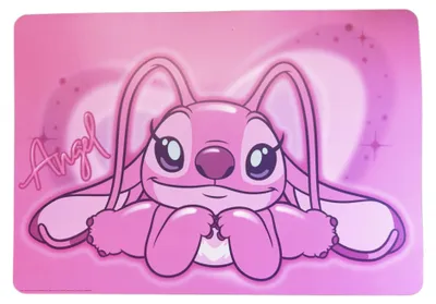 Produktbild von Lilo&Stitch Bastelunterlage 45 x 65 cm – abwischbare Tischschutzmatte, Malunterlage, Schreibtischunterlage Angel pink