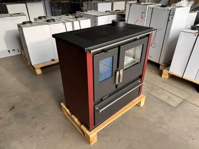 Produktbild von EEK A+ - Verso CS Plus Inox Küchenofen Kaminofen Holzherd 7.7 kW - Rote Seitenteile