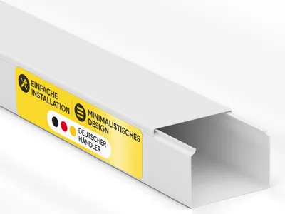 Produktbild von Kabelkanal aus hochwertigem PVC weiß Kabelleiste 2m - 1 Stück - 60x40mm
