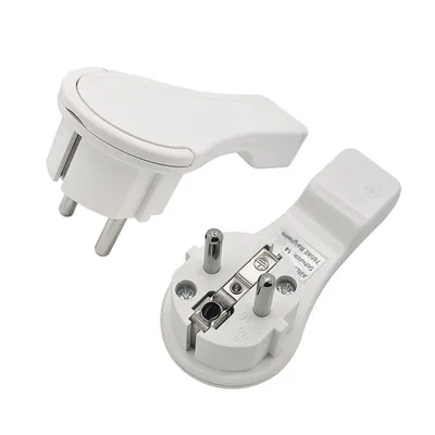 Produktbild von 2 x Schutzkontakt Winkelstecker weiss extraflach mit Bügel
