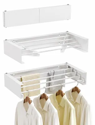 Immagine prodotto di Stendino da bucato pieghevole - Stendibiancheria a parete - 50 cm - Bianco - Per interno ed esterno