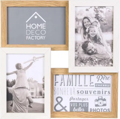 Image de HowHomely Cadre photo 4 photos beige-marron Cadre photo mural