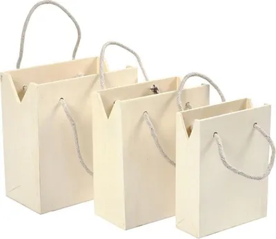 Immagine prodotto di Creativ Company Borsa in legno con manico - 3 pezzi, giocattolo decorativo