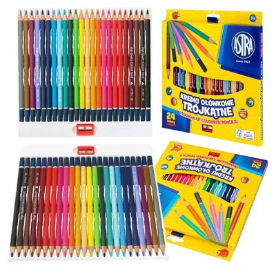 Produktbild von ASTRA Dreieckige Buntstifte Schulbedarf für Kinder 24 Farben
