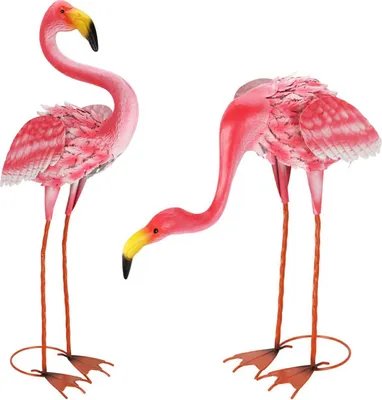 Produktbild von ProGarden Gartenfigur rosa Flamingo 2 Stk. Dekofigur