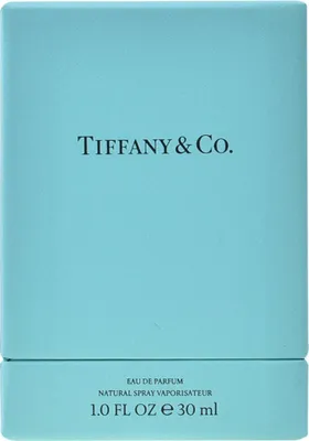 A light blue box with the Tiffany & Co. logo and product details printed on it.