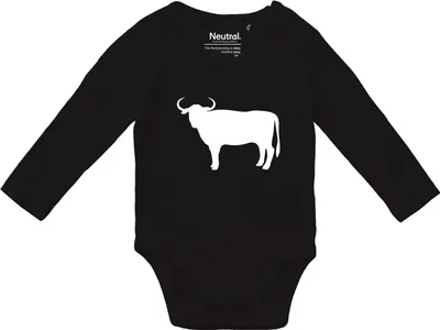 Produktbild von Huuraa Baby Body Stier Bulle Silhouette 74 Black  Baumwolle Fairtrade Langarmbody Geschenkidee