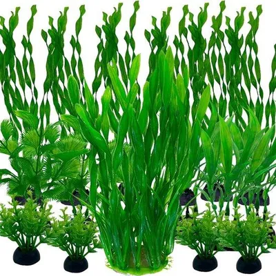 Produktbild von Dekoration für Aquarien, 25 Stück künstliche Aquarienpflanzen, Kunststoffpflanzen zur Dekoration von Aquarien, farbenfrohe künstliche Pflanzen für Aquarien