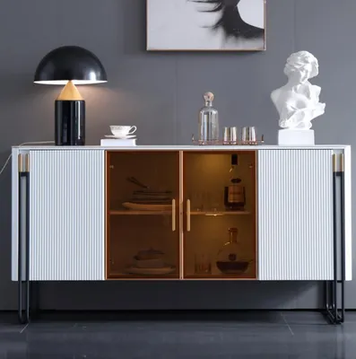 Immagine prodotto di Credenza Armadio bianco in legno Stile moderno Comò per il soggiorno Credenza