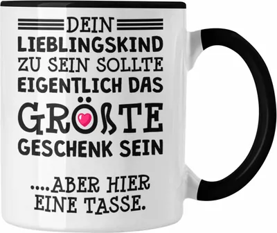 Produktbild von Trendation - Mama Geschenk Muttertagsgeschenk Tasse von Sohn Tochter Lieblingskind Tasse mit Spruch (Schwarz)