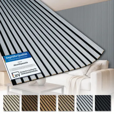 Zdjęcie produktu dla Panele akustyczne AKUSTIKO Lamella o wymiarach 280x60 cm - elastyczne panele ścienne z włókniny MDF, bezszwowe - drewniane lamele układane na zakładkę - wykończenie akustyczne ścian firmy HEXIM