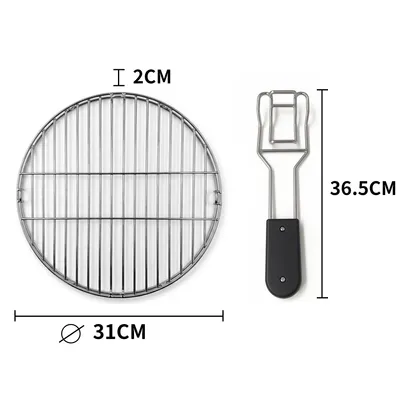 Produktbild von Hochwertig verarbeiteter, rundförmiger Grillrost Grillgitter aus 304 Edelstahl Ø 38 cm für Holzkohlgrill, BBQ Grillzubehör inkl. Handgriff