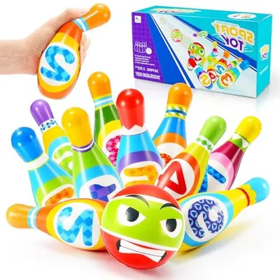 Productafbeelding van Bowlingset voor kinderen - Speelgoed voor jongens van 1 tot 6 jaar, Montessori en outdoor spelletjes