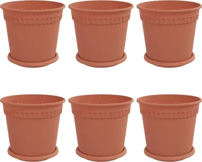 Produktbild von Blumentöpfe 6 pcs Ziegelrot Ø 19 x 16 cm Kunststoff
