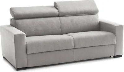 Produktbild von Schlafsofa Aida, Großes 2-Sitzer-Sofa, 100%  Italy, Wohnzimmersofa mit drehbarer–ffnung, mit verstellbaren Kopfstützen und schlanken Armlehnen, Cm 180x95h85, Grau