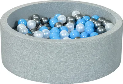 Image de Piscine à balles Playground + 300 balles en perles, argent, bleu clair