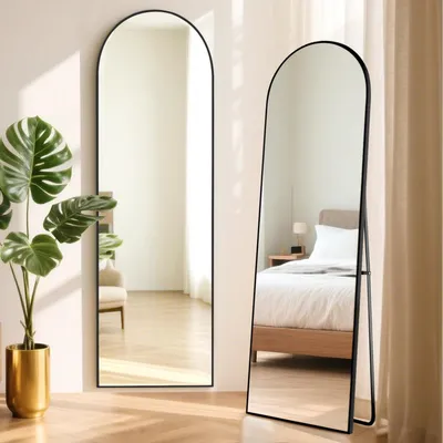 Immagine prodotto di Specchio a figura intera, nero, 163x53 cm, con cornice in alluminio e vetro di sicurezza