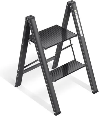 Produktbild von Aluminium-Vouwladder 2 Treden Draagbar Inklapbarer Opvouwbarer Themen-Trap Zwart
