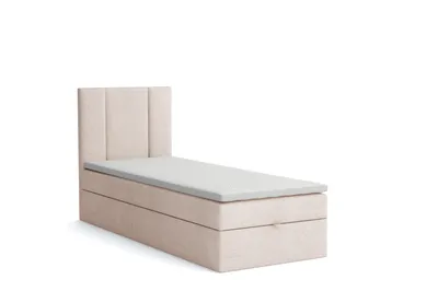 Produktbild von MR GROUP Boxspringbett Alta 100 x 200 cm Kinderbett, Jugendbett, Einzelbetten, Bett mit Stauraum, Polsterbett Matratze Topper H3 Schlafzimmer, beige