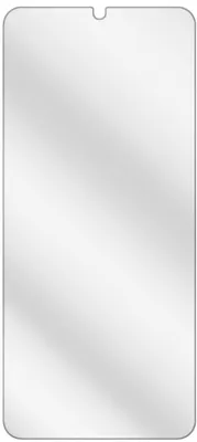 A clear screen protector for a smartphone.