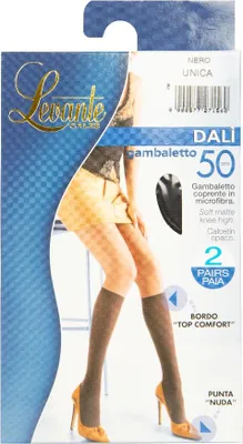 Obrázok produktu pre Podkolienky, 2 páry, dámske, 50 den, 55 dtex, matné, nepriehľadné, pohodlný lem, LEVANTE, model DALI' 50, GAMBALETTO, UNICA – ONE SIZE, polyamid 89 %, Elastan 11 %