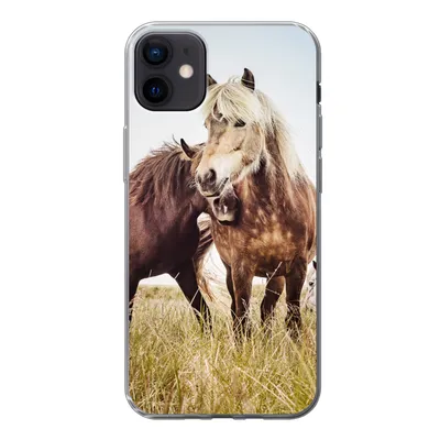 Produktbild von MuchoWow® Handyhülle Schutzhülle Hülle für iPhone 12 mini Pferde - Gras - Frühling Silikon Softcase Handy Hülle - Bild