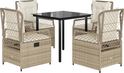 Produktbild von vidaXL 5-tlg. Garten-Essgruppe mit Kissen Beige Poly Rattan