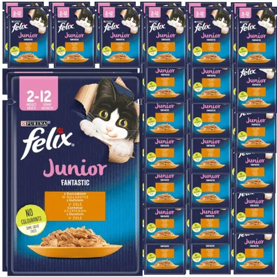 Produktbild von Felix Fantastic Junior Futter für Kätzchen Huhn in Gelee Beutel 48x85g