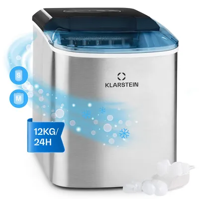 Image de Klarstein Machine a Glacons pour la Maison, Capacité de 2,1L, Fabrique Rapidement Jusqu'à 12kg de Petits et Grands Glacons, Machine à Glaçons, Ice Maker avec Alarme Securité, Fonction Autonettoyante