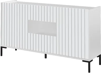 Produktbild von Moderne Kommode LANDO 3 Schrank Lamellen 150 cm Wohnzimmerschrank Weiß