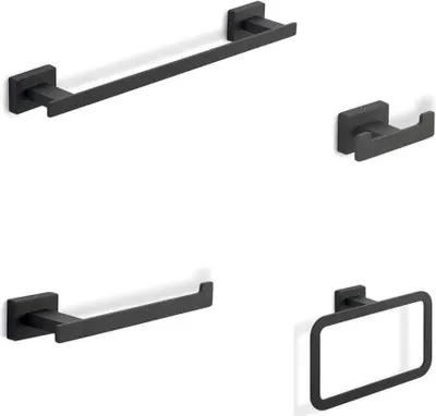 Immagine prodotto di Set 4 accessori bagno in acciaio nero opaco | Atene