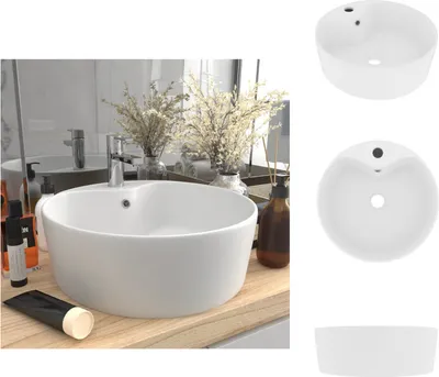 Immagine prodotto di vidaXL Lavabo con troppopieno bianco opaco 36x13 cm in Vetroceramica - Lavabo da bagno