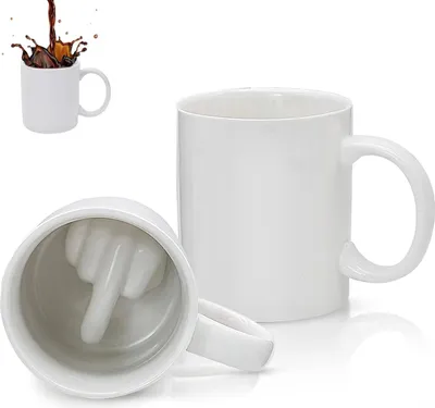 Produktbild von STILVORA Kaffeetassen, Lustige Keramik Kaffeetasse, Middle Finger Mug, Geschenk Tasse mit Mittelfinger‑Motiv, Coffee Mug, Spülmaschinenfest
