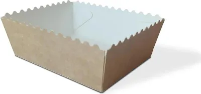 Immagine prodotto di Vassoio in carta kraft con volant, 11 x 9 x 5 cm, 50 pezzi