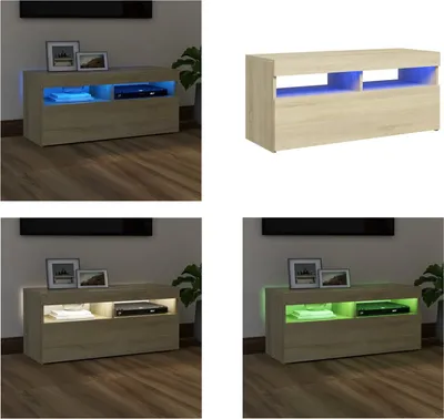 Obrázek produktu pro vidaXL TV skříňka s LED osvětlením Sonoma dub 90x35x40 cm - TV skříňka - TV skříňky - TV skříňka s LED osvětlením - TV nábytek