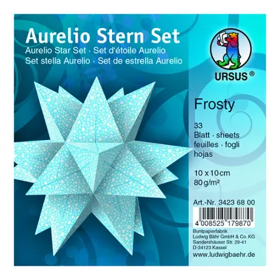 Produktbild von Faltblätter Aurelio Stern Frosty 80g/qm 10x10cm hellblau/weiß