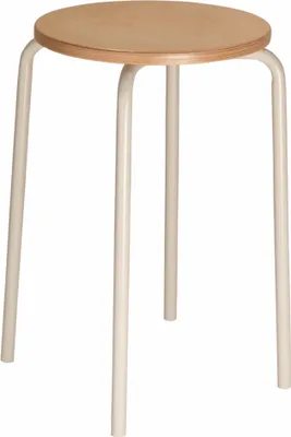 Produktbild von Stapelhocker Oakland High | HxØ 58x35cm | Tragfähigkeit 110kg | Buche-Sitz | Stahlfüße | Lichtgrau/Buche