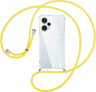 Produktbild von Handykette Backcover-Schutzhülle mit Band (Metall silberfarben) für Xiaomi Poco F5 (6.67'') - gelb