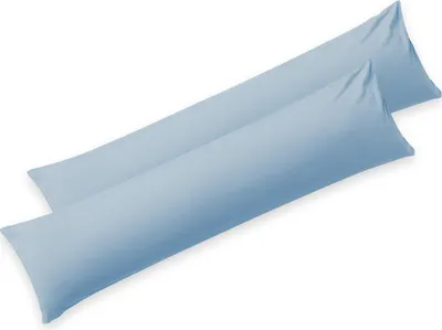 Produktbild von Blumtal Seitenschläferkissen Bezug 40 x 145 (2er Set Kissenbezüge) - Blau - Kissenhülle mit Reißverschluss
