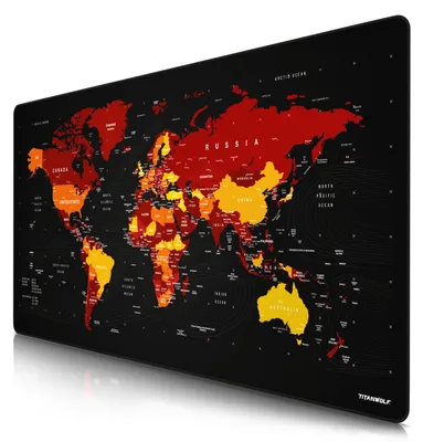 Zdjęcie produktu dla Titanwolf Gaming Mousepad, XXXL Speed Mousepad 1200 x 600 mm, szybkość i precyzja, mapa świata czerwona