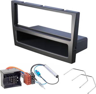 Produktbild von Audioproject A189-10 - Opel Autoradio Set Radioblende - für Opel ab 2002 Corsa C Combo Tigra Vectra Meriva Signum Agila Vivaro Zafira A B - Radioadapter Quadlock ISO Entriegelungsbügel schwarz