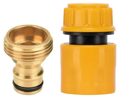 Productafbeelding van Waterkraanadapter set voor tuinslang, messing met kunststof onderdelen