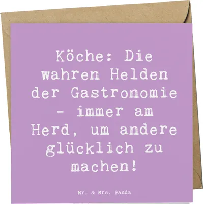 Produktbild von Mr. & Mrs. Panda Grußkarte Spruch Koch Helden - Lavendeltraum - Geschenk, Berufsalltag, handgefertigte Geschenke, Berufe, Berufsleben, Klappkarte, Beruf, anlasskarte