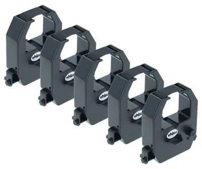 Produktbild von vhbw 5x Farbband Schriftband kompatibel mit Pyramid 2400, 2600 Nadeldrucker, Bondrucker - Schwarz